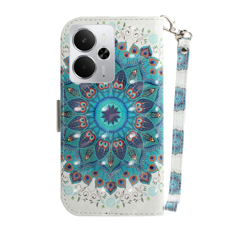 Flip Case Leren Realme 14 5g Groene Mandala Met Sleutelkoord