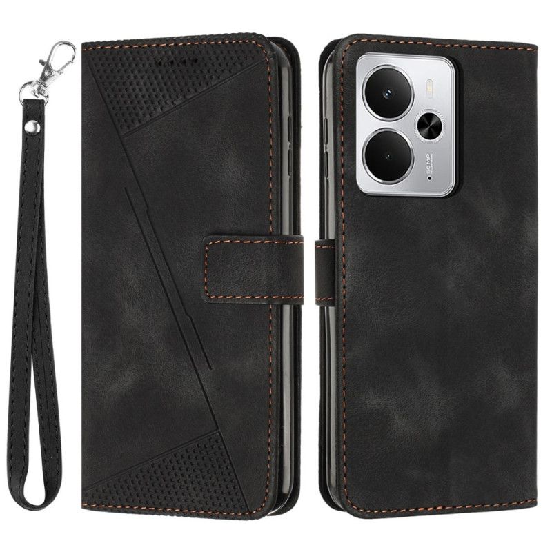 Flip Case Leren Realme 14 5g Lijnen En Bandje