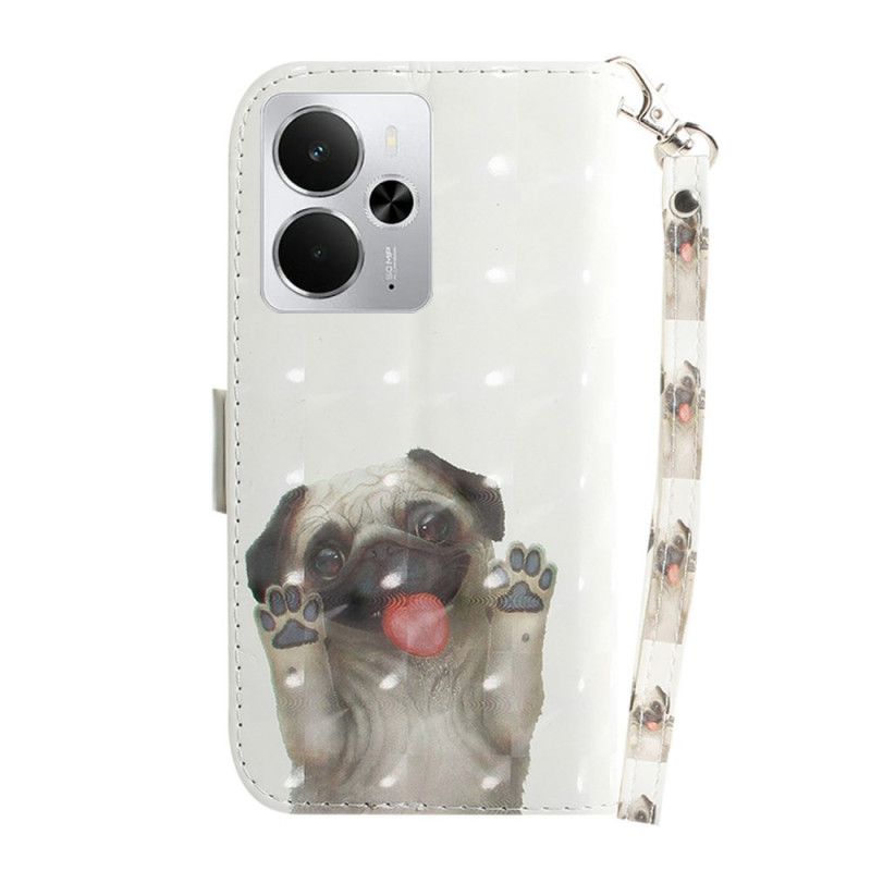 Flip Case Leren Realme 14 5g Mops Met Sleutelkoord