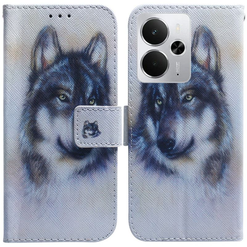 Flip Case Leren Realme 14 5g Wolf In Aquarel