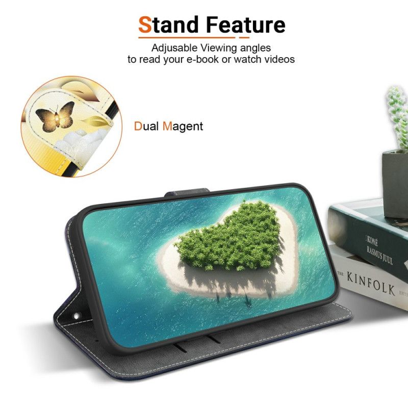 Folio-hoesje Realme 14 5g Telefoonhoesje Gouden Vlinders En Witte Bloemen