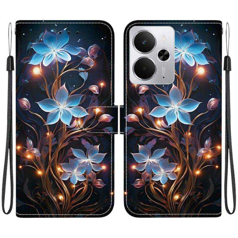 Folio-hoesje Realme 14 5g Telefoonhoesje Kleine Blauwe Bloemen