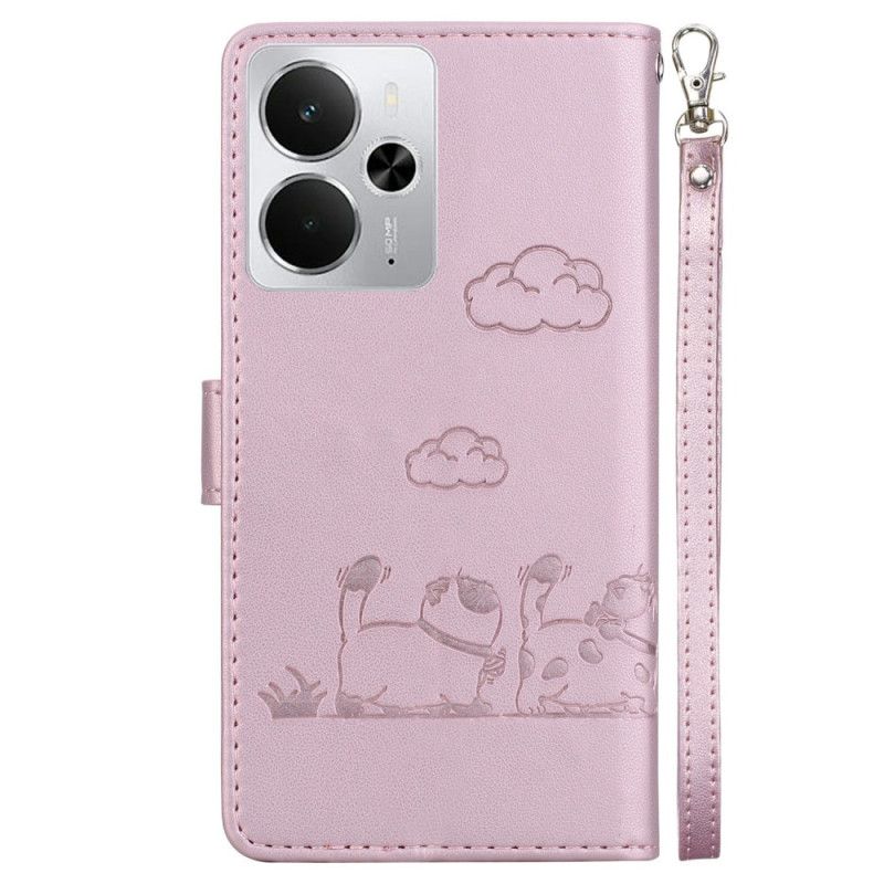 Folio-hoesje Realme 14 5g Telefoonhoesje Rfid Kattenmotief Bandje