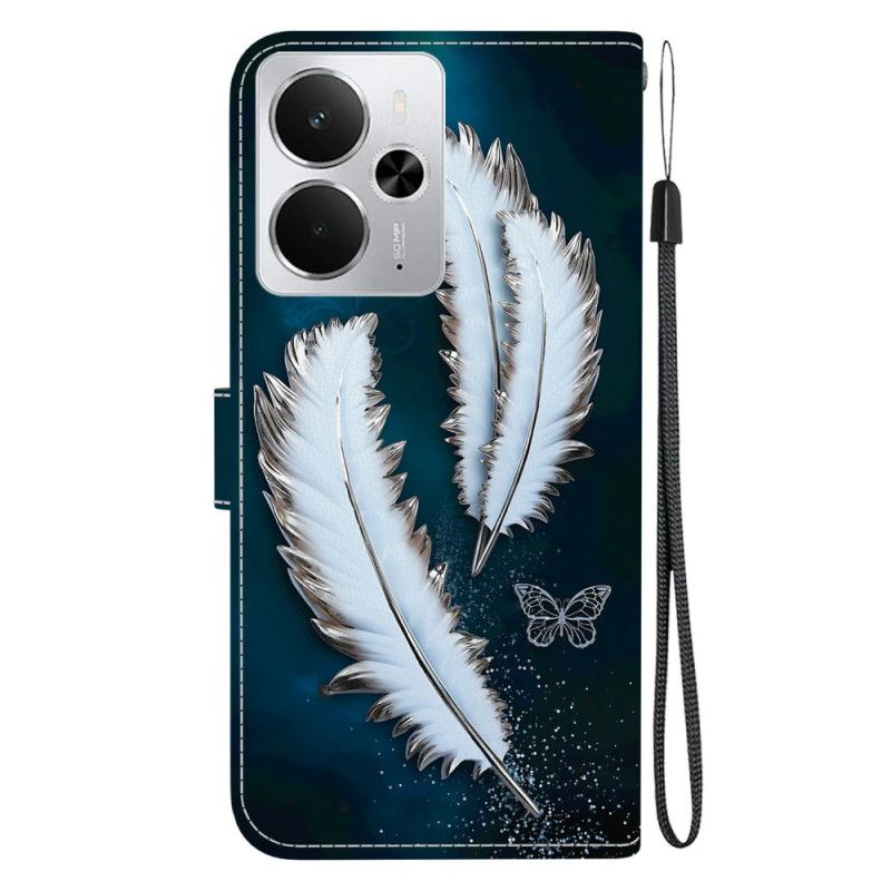 Folio-hoesje Realme 14 5g Witte Veren