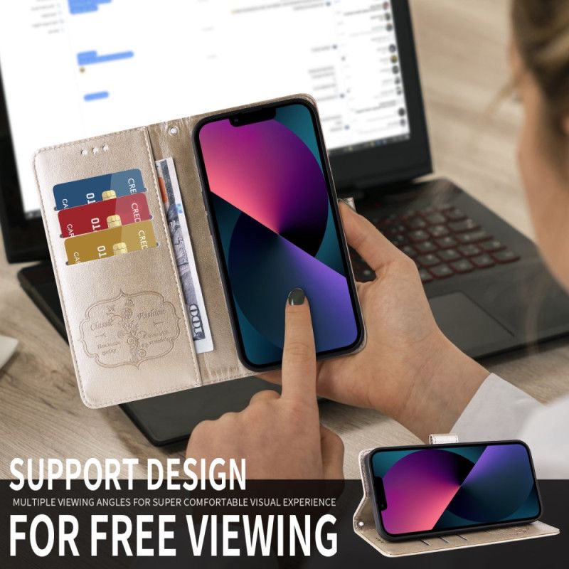 Leren Hoesje Realme 14 5g Bloemen En Vlinders