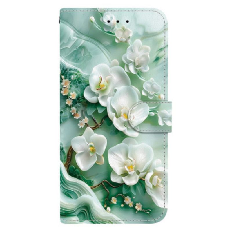 Leren Hoesje Realme 14 5g Jadebloempatroon Bescherming Hoesje