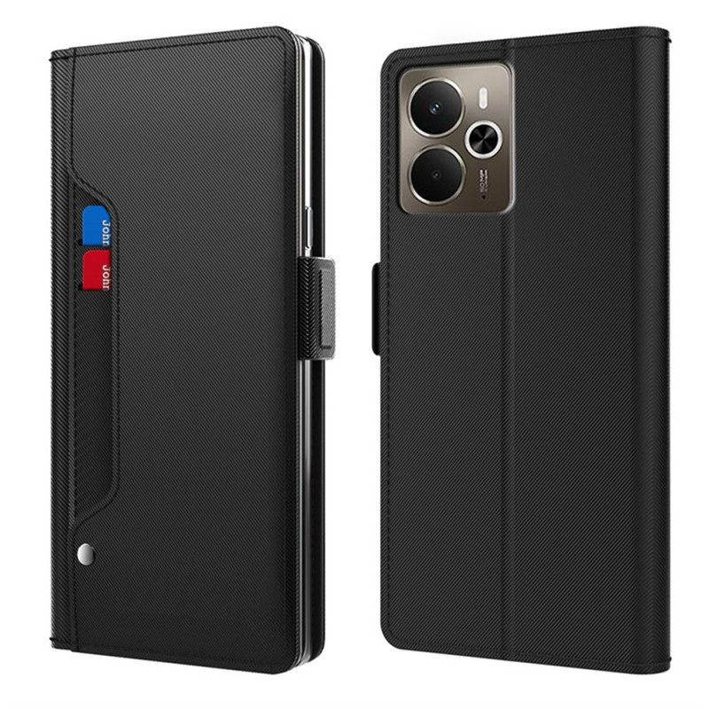 Leren Hoesje Realme 14 5g Spiegel En Verwijderbare Kaarthouder Bescherming Hoesje