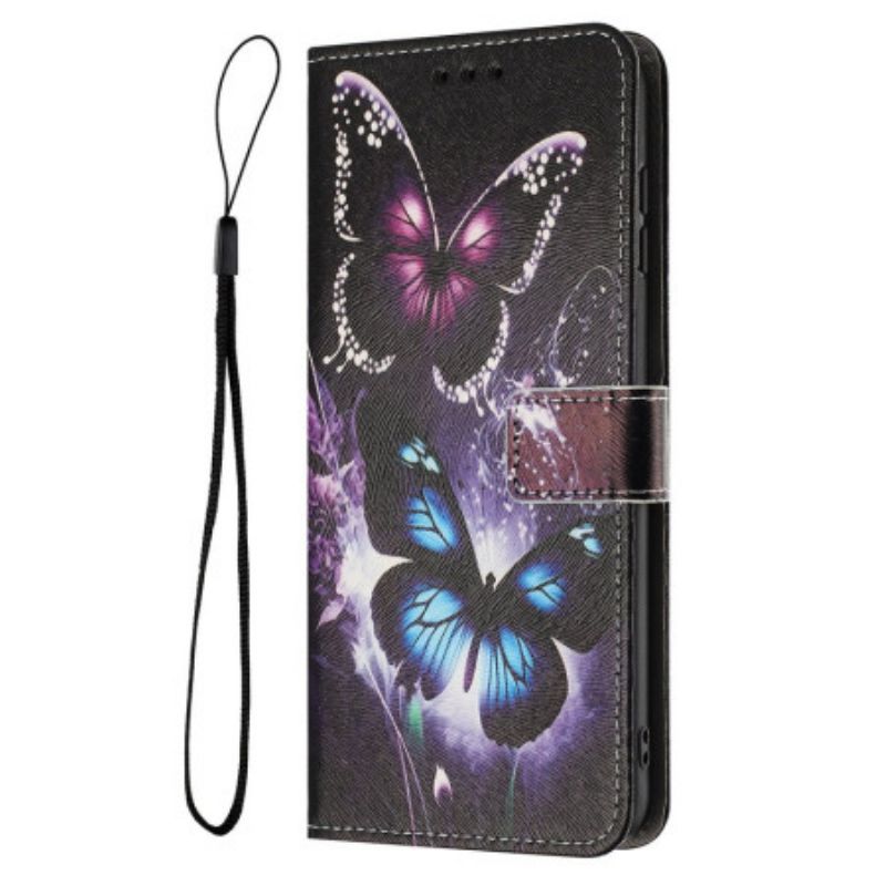 Leren Hoesje Realme 14 5g Twee Vlinders Bescherming Hoesje