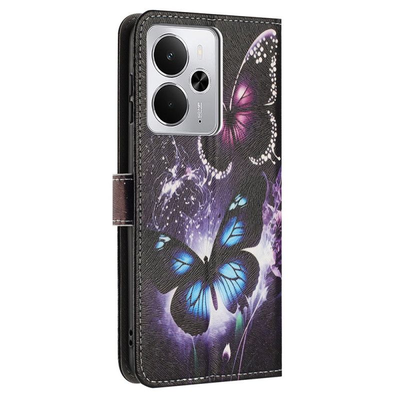 Leren Hoesje Realme 14 5g Twee Vlinders Bescherming Hoesje