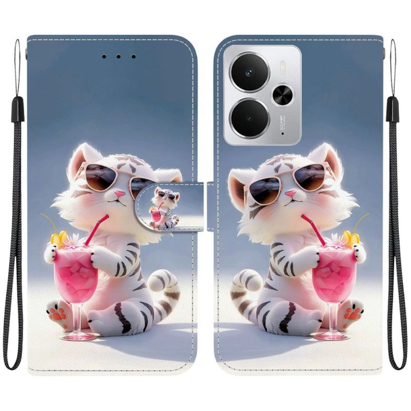 Leren Hoesje Voor Realme 14 5g Cartoontijger
