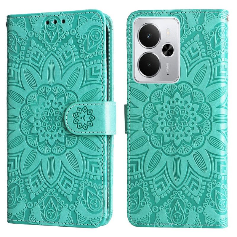 Leren Hoesje Voor Realme 14 5g Zonnebloem Design