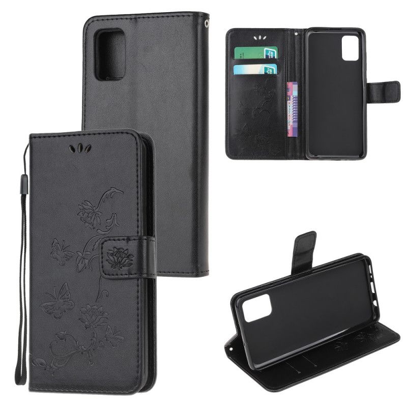 Cover Folio-hoesje Xiaomi Poco M3 Grijs Zwart Telefoonhoesje Vlinders En Bloemen