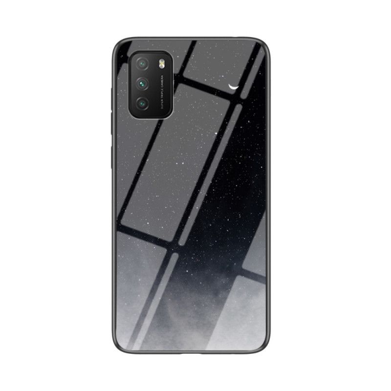 Hoesje voor Xiaomi Poco M3 Grijs Zwart Schoonheid Gehard Glas