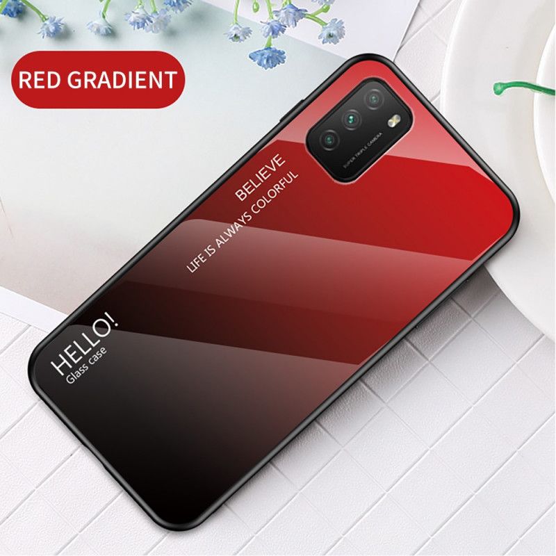 Hoesje Xiaomi Poco M3 Wit Zwart Hallo Gehard Glas