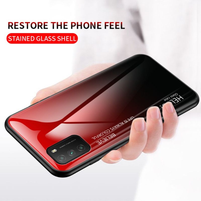 Hoesje Xiaomi Poco M3 Wit Zwart Hallo Gehard Glas