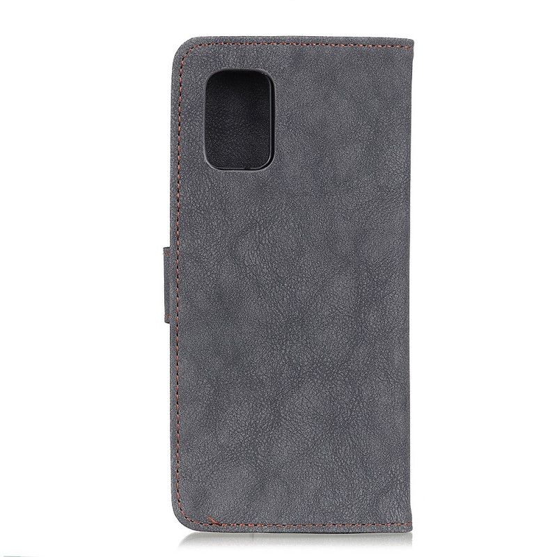 Leren Hoesje Xiaomi Poco M3 Donkerblauw Zwart Retro Khazneh Split Kunstleer
