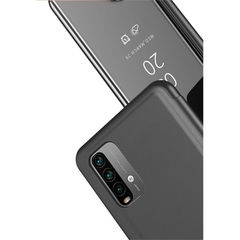 Zichtafdekking Xiaomi Poco M3 Donkerblauw Zwart Spiegel En Kunstleer