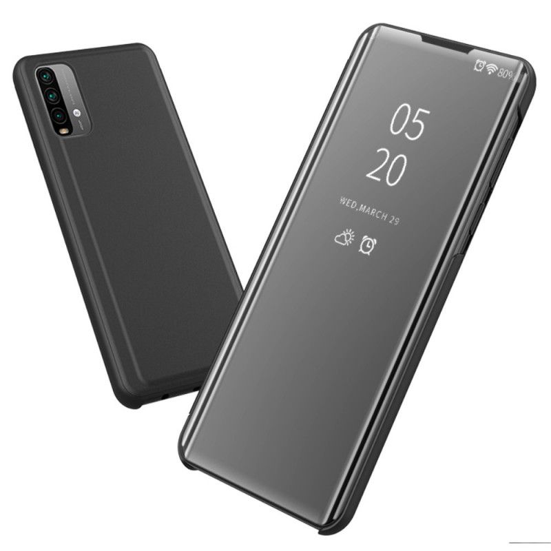 Zichtafdekking Xiaomi Poco M3 Donkerblauw Zwart Spiegel En Kunstleer