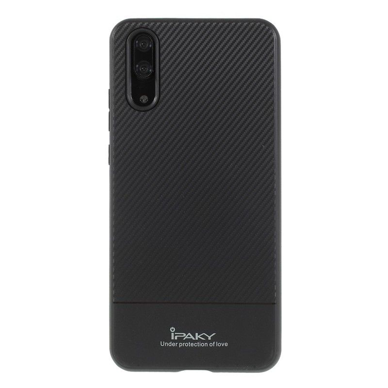 Case Hoesje Huawei P20 Grijs Zwart Telefoonhoesje Ipaky Koolstofvezel