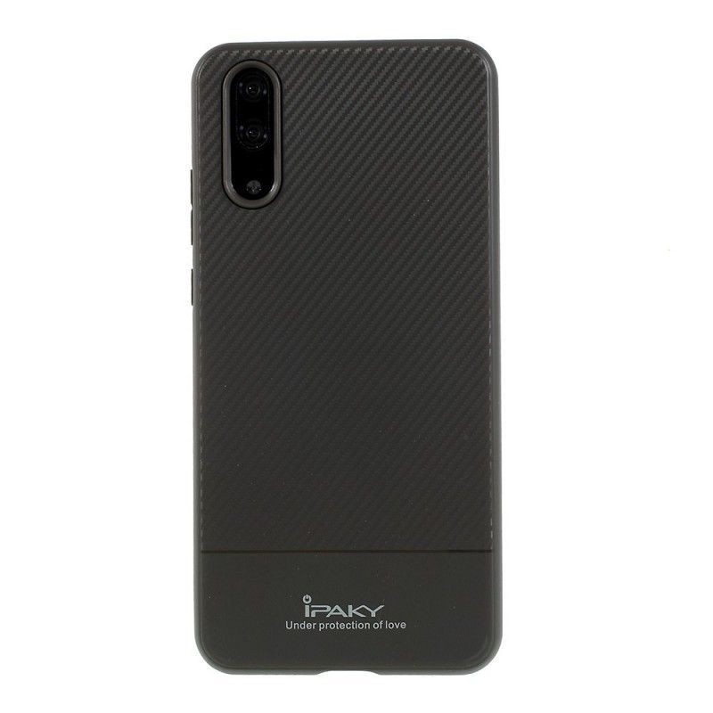 Case Hoesje Huawei P20 Grijs Zwart Telefoonhoesje Ipaky Koolstofvezel