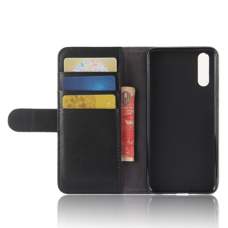 Cover Folio-hoesje Huawei P20 Bruin Zwart Telefoonhoesje Echt Leer