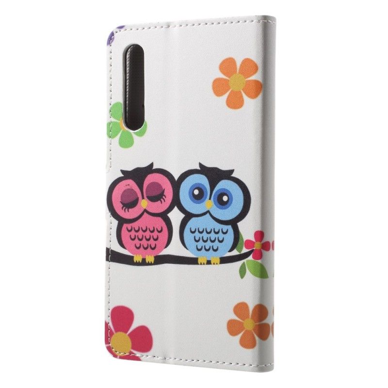Cover Folio-hoesje Huawei P20 Telefoonhoesje Paar Uilen