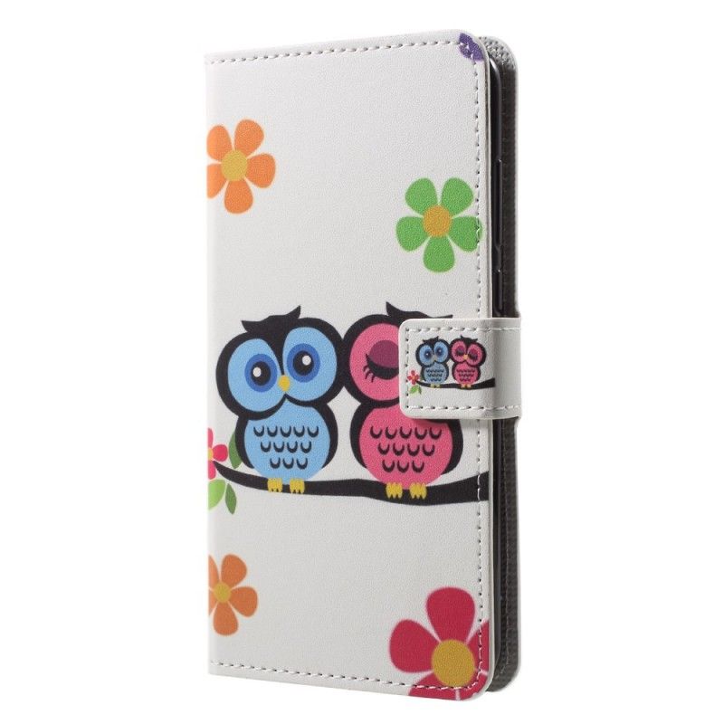 Cover Folio-hoesje Huawei P20 Telefoonhoesje Paar Uilen