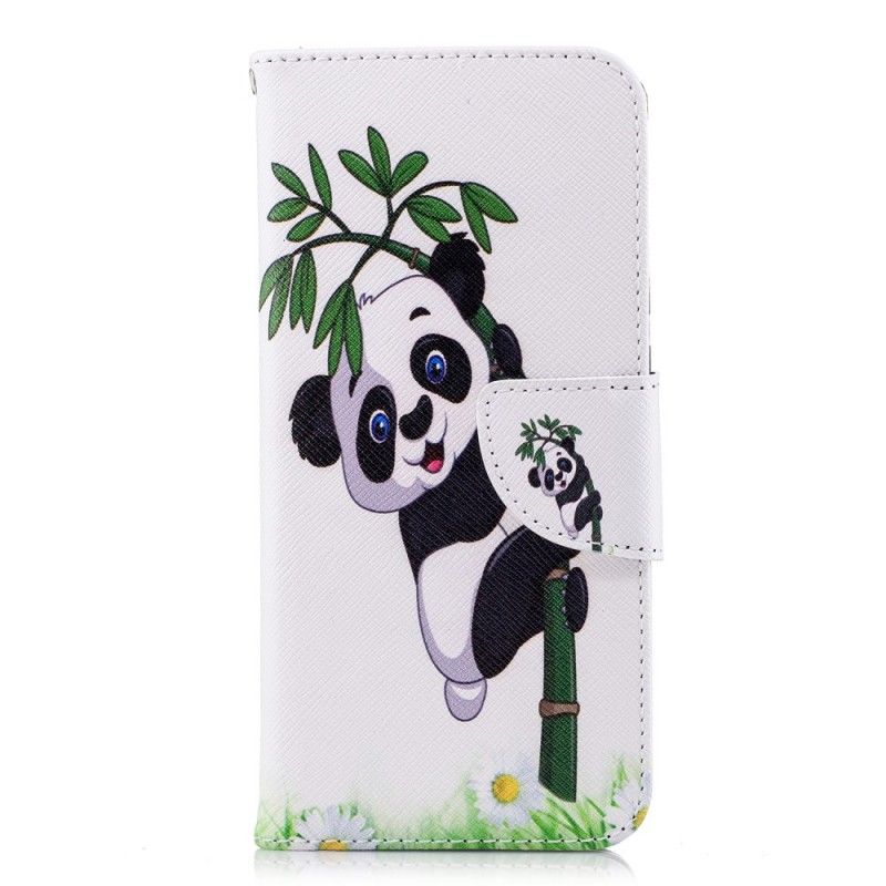 Cover Folio-hoesje Huawei P20 Telefoonhoesje Panda Op Bamboe