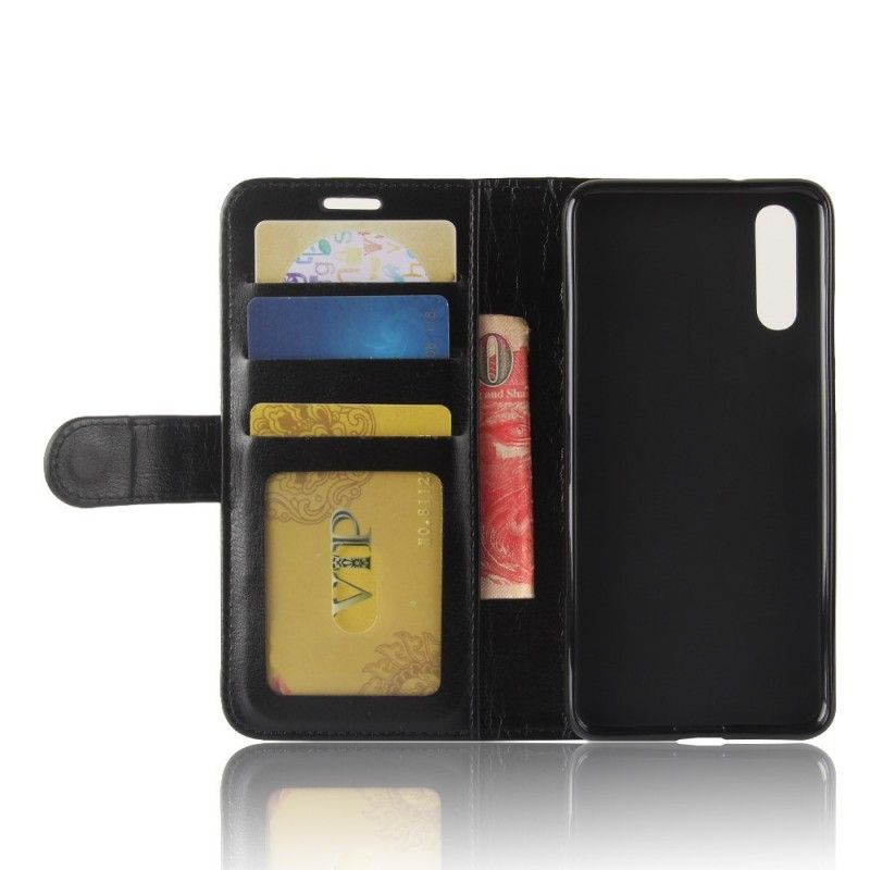 Flip Case Leren Huawei P20 Wit Zwart Ultra Kunstleer