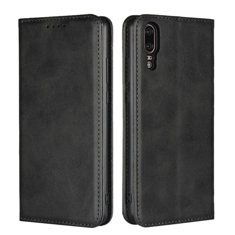 Folio-hoesje voor Huawei P20 Donkerblauw Zwart Sobere Leerstijl