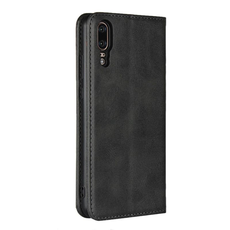 Folio-hoesje voor Huawei P20 Donkerblauw Zwart Sobere Leerstijl