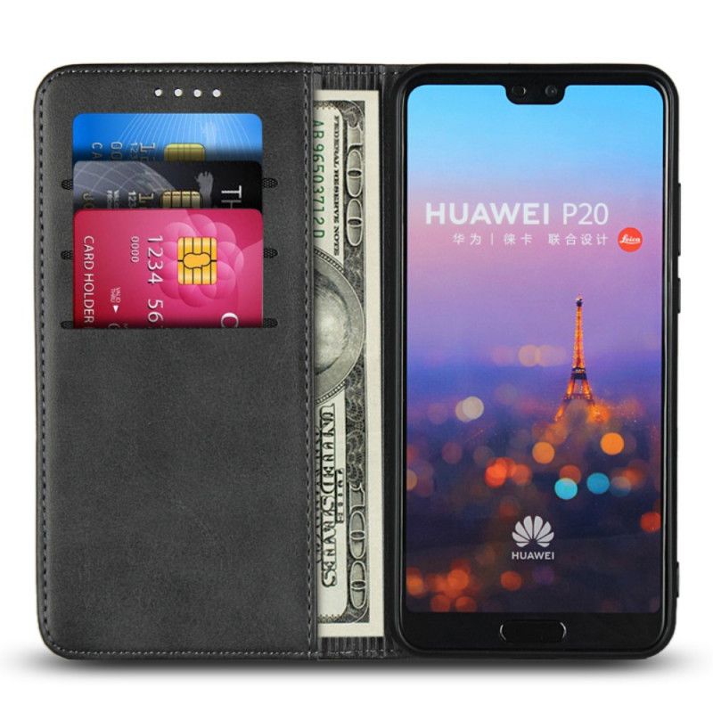 Folio-hoesje voor Huawei P20 Donkerblauw Zwart Sobere Leerstijl