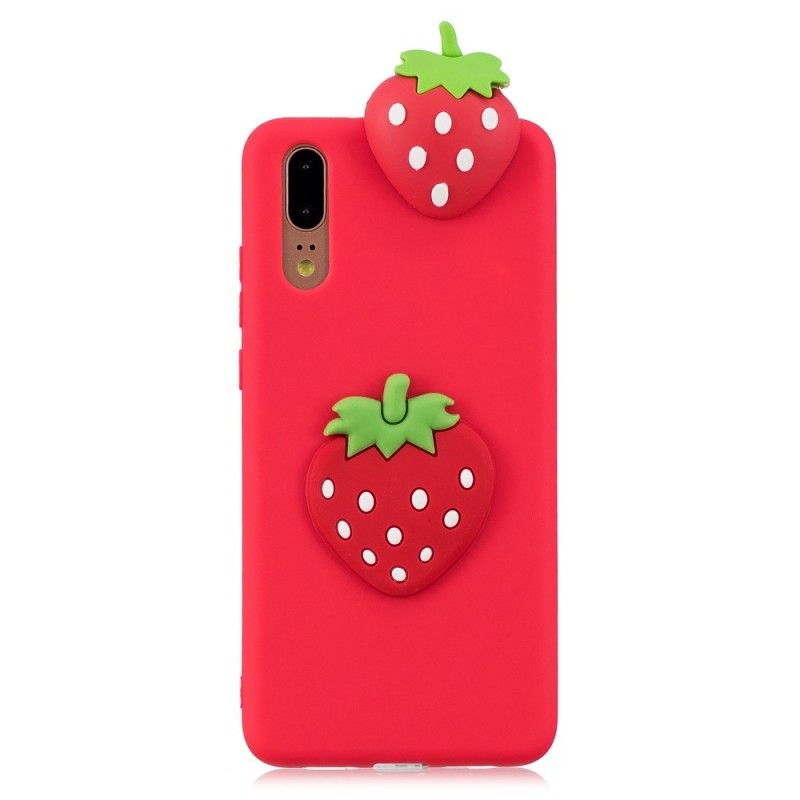 Hoesje Huawei P20 3D Aardbei