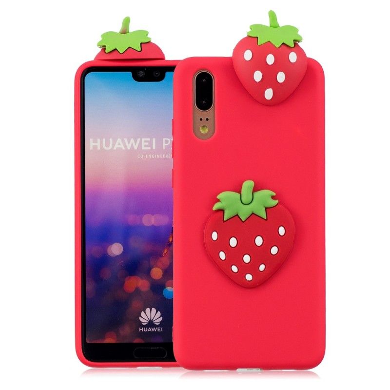Hoesje Huawei P20 3D Aardbei