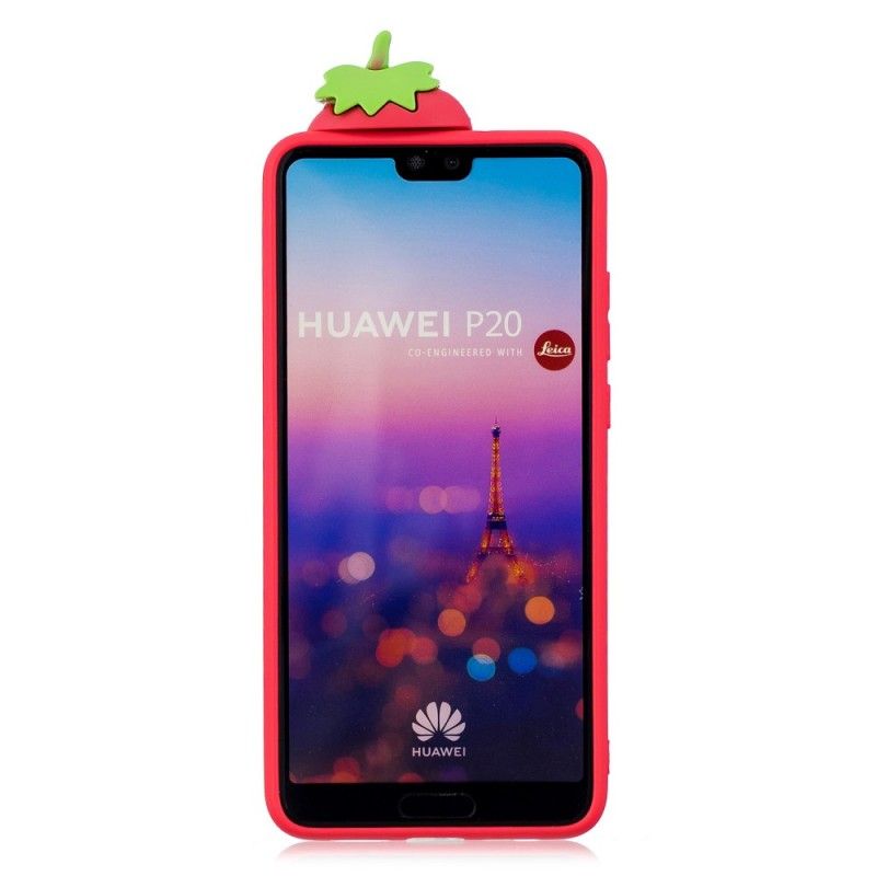 Hoesje Huawei P20 3D Aardbei