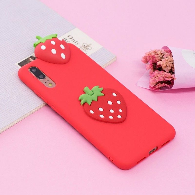 Hoesje Huawei P20 3D Aardbei