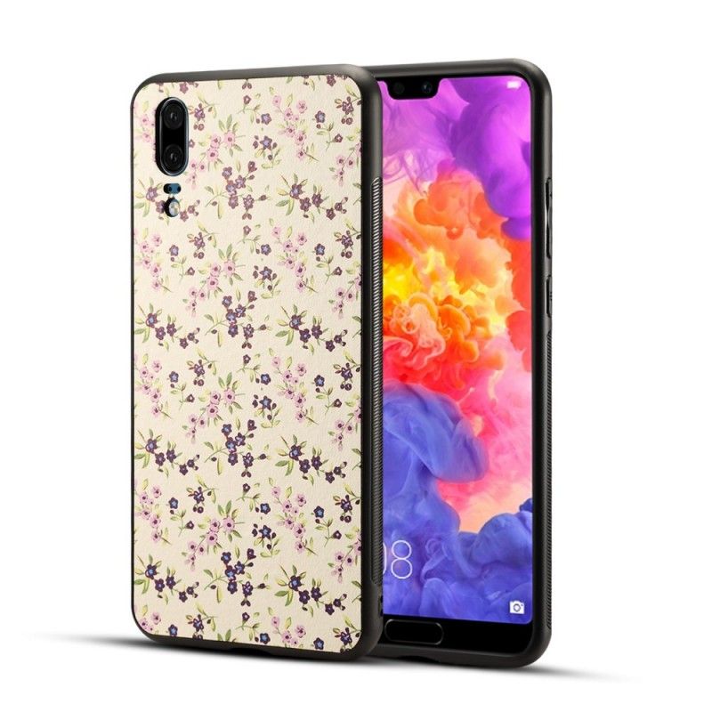 Hoesje Huawei P20 Violet Magenta Kunstleer Vrijheidsbloemen