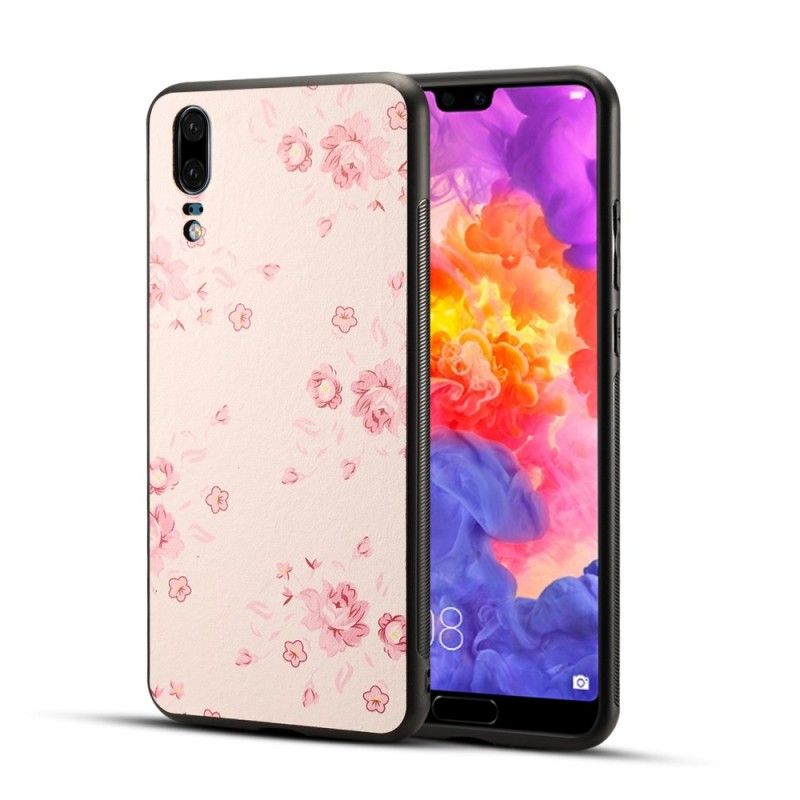 Hoesje Huawei P20 Violet Magenta Kunstleer Vrijheidsbloemen