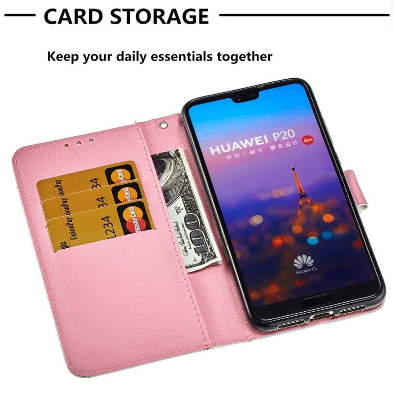 Leren Hoesje Huawei P20 Stop Nooit Met Dromen 3D