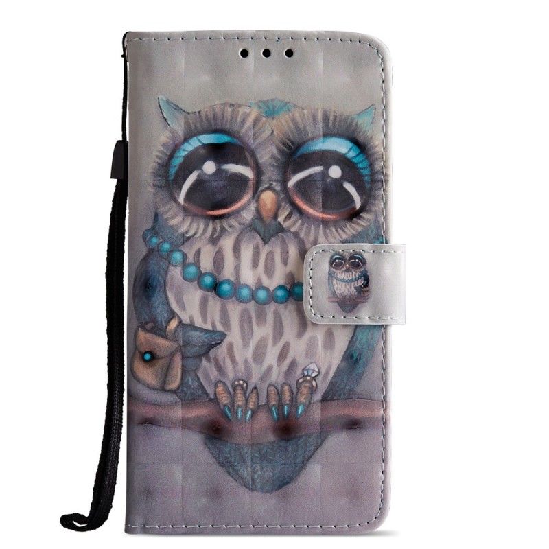 Leren Hoesje Huawei P20 Telefoonhoesje Miss Uil 3D