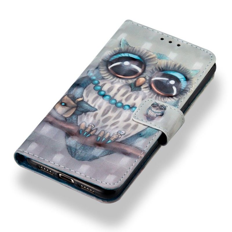 Leren Hoesje Huawei P20 Telefoonhoesje Miss Uil 3D
