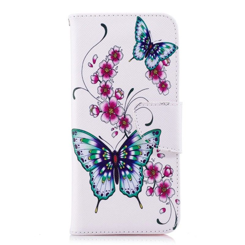 Leren Hoesje Huawei P20 Telefoonhoesje Prachtige Vlinders