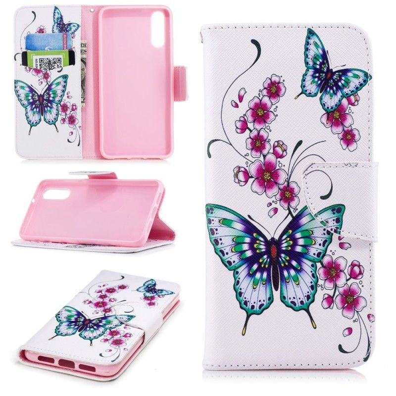 Leren Hoesje Huawei P20 Telefoonhoesje Prachtige Vlinders