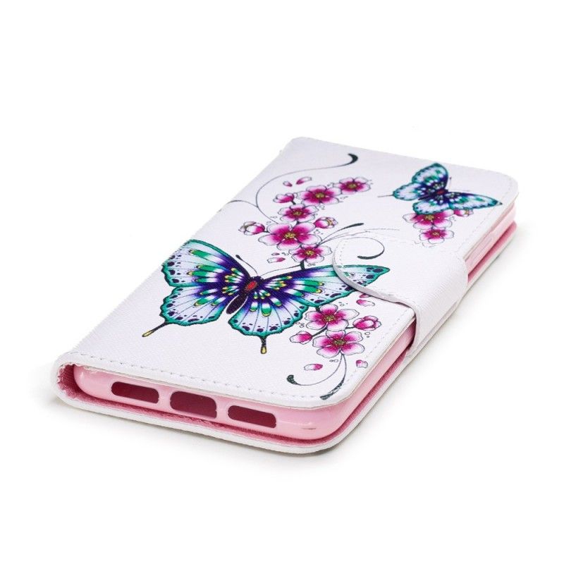 Leren Hoesje Huawei P20 Telefoonhoesje Prachtige Vlinders