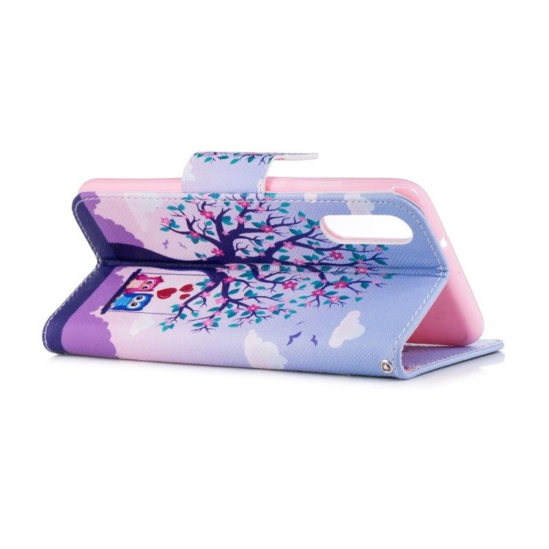 Leren Hoesje Huawei P20 Uilen Op De Schommel
