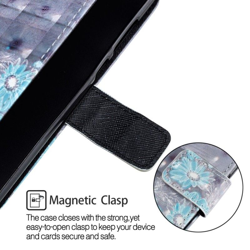 Leren Hoesje voor Huawei P20 3D Blauwe Bloemen