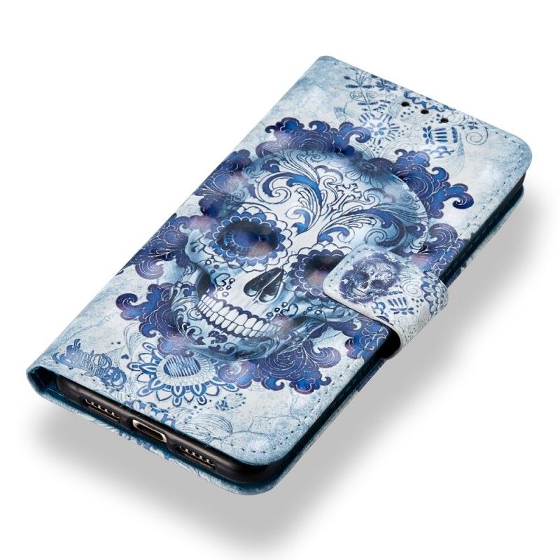 Leren Hoesje voor Huawei P20 3D Blauwe Schedel