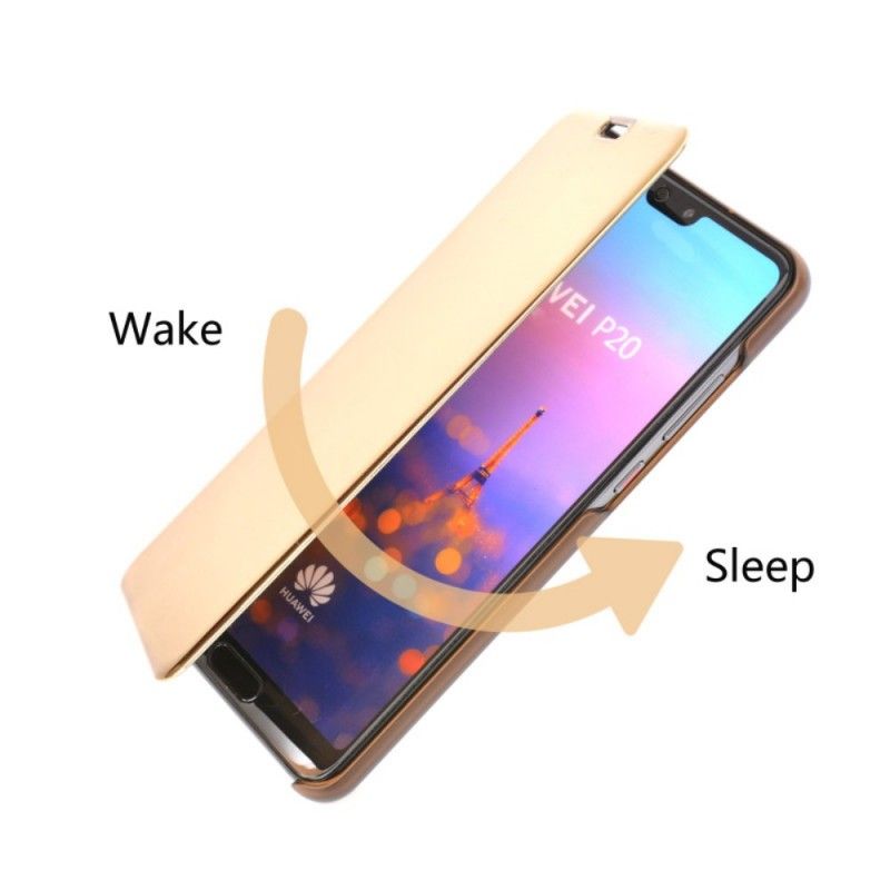 Zichtafdekking Huawei P20 Paars Zwart Spiegel En Kunstleer