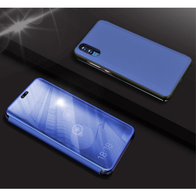 Zichtafdekking Huawei P20 Paars Zwart Spiegel En Kunstleer