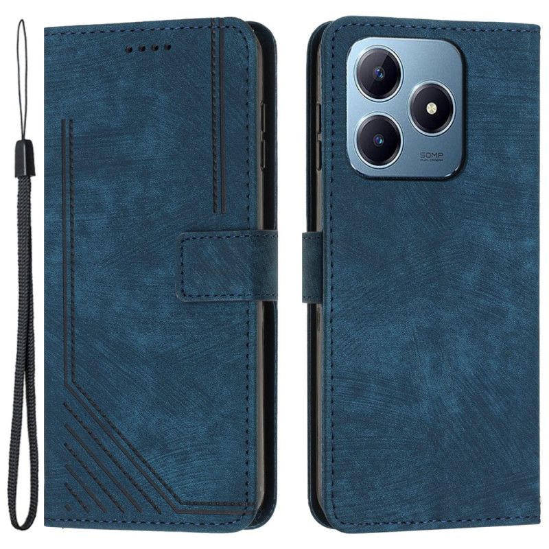 Folio-hoesje Realme Note 60x Telefoonhoesje Retro Lijnen